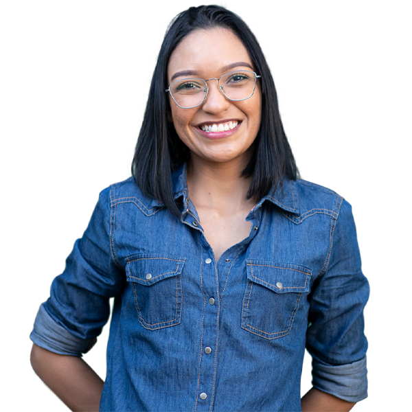 smiling woman wearing glasses