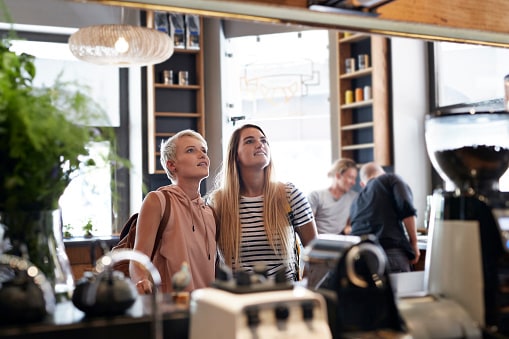 Two ladies in local coffee shop