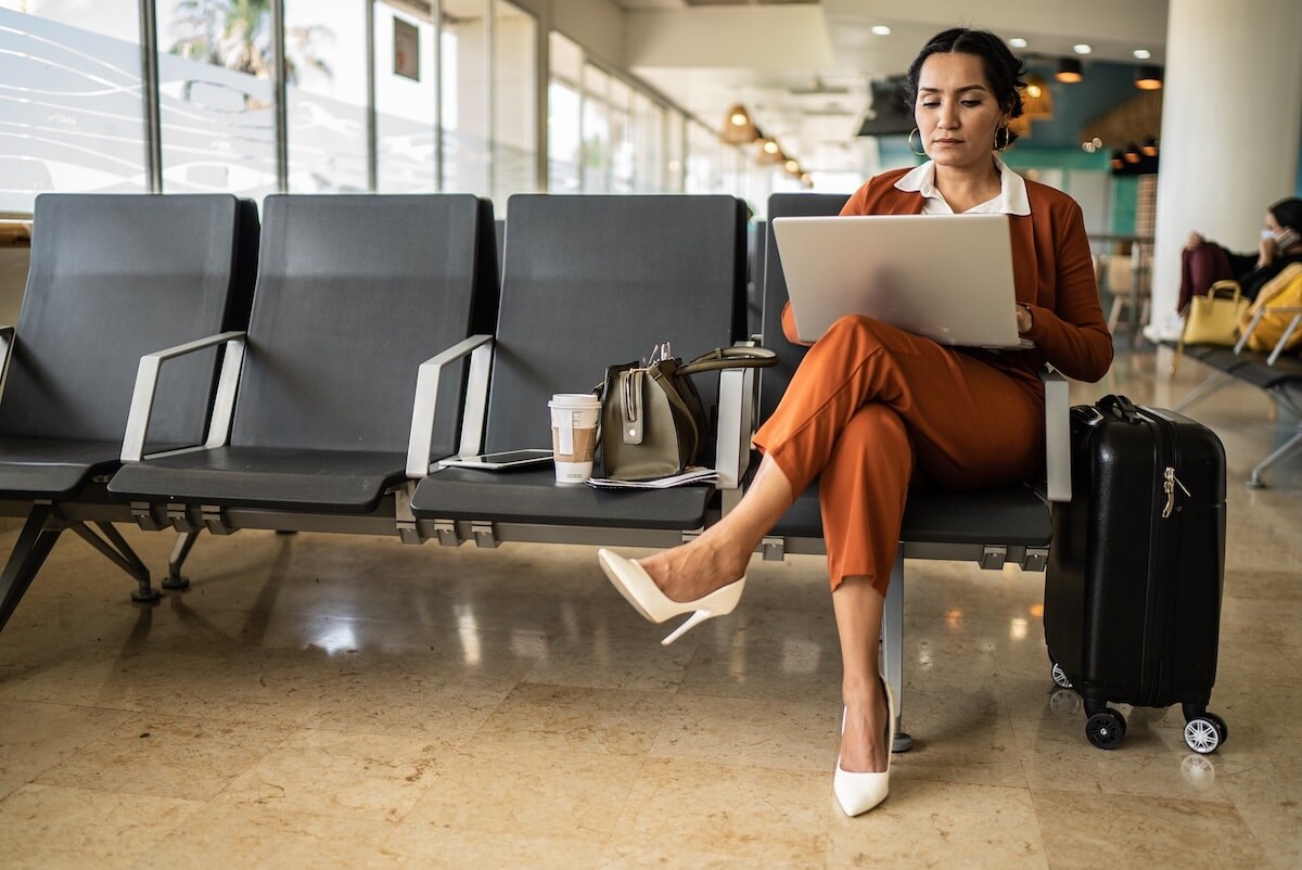 woman waiting at airport