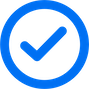 blue tick pictogram 