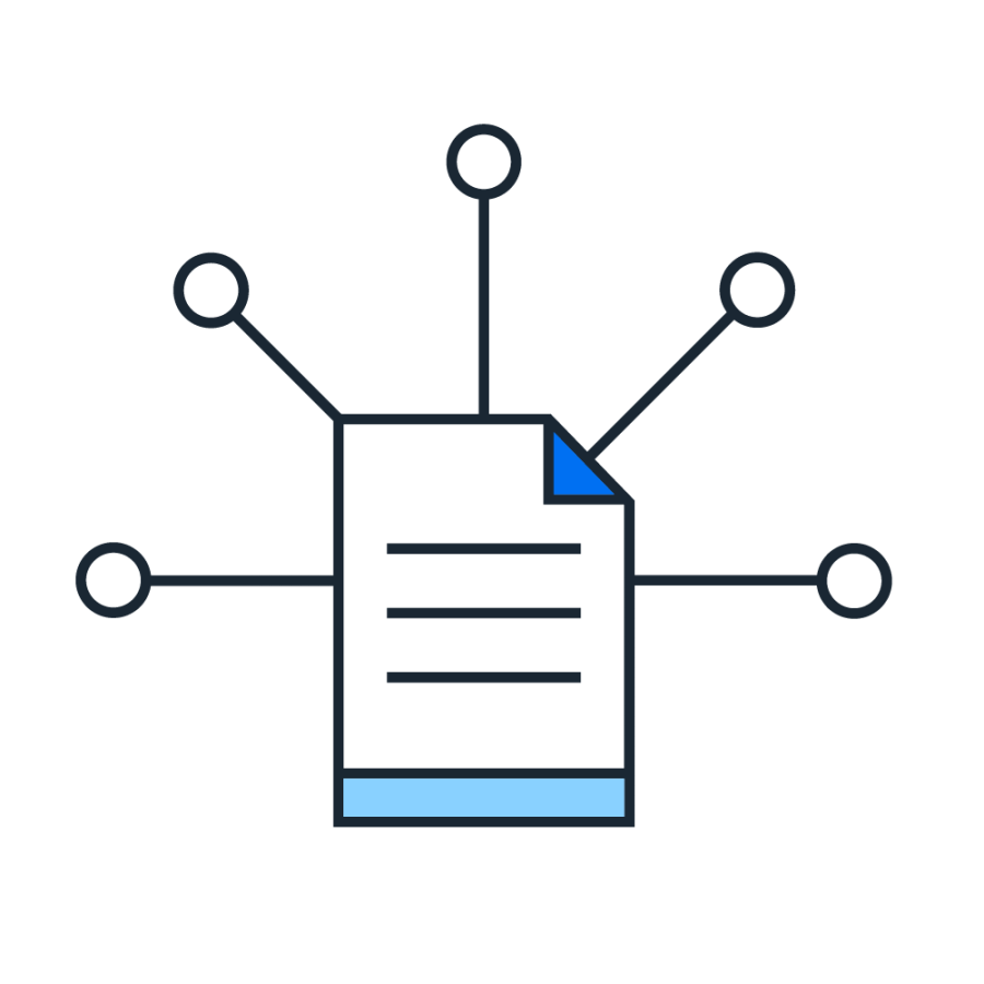 Document with spokes pictogram