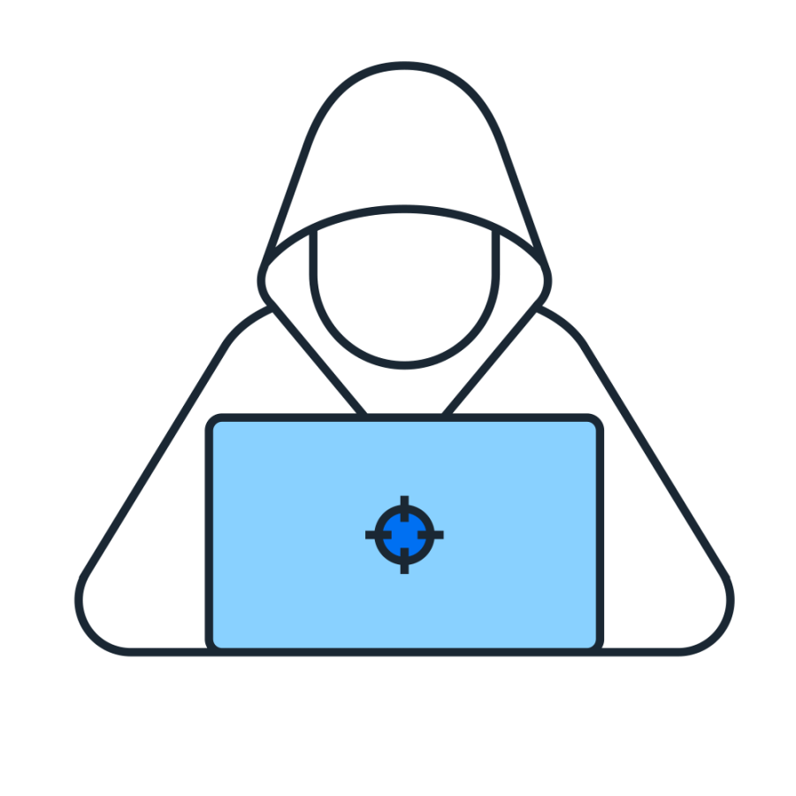 hacker on computer illustration